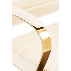 Sillón de oficina de piel sintética color crema Havanna