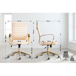 Sillón de oficina de piel sintética color crema Havanna