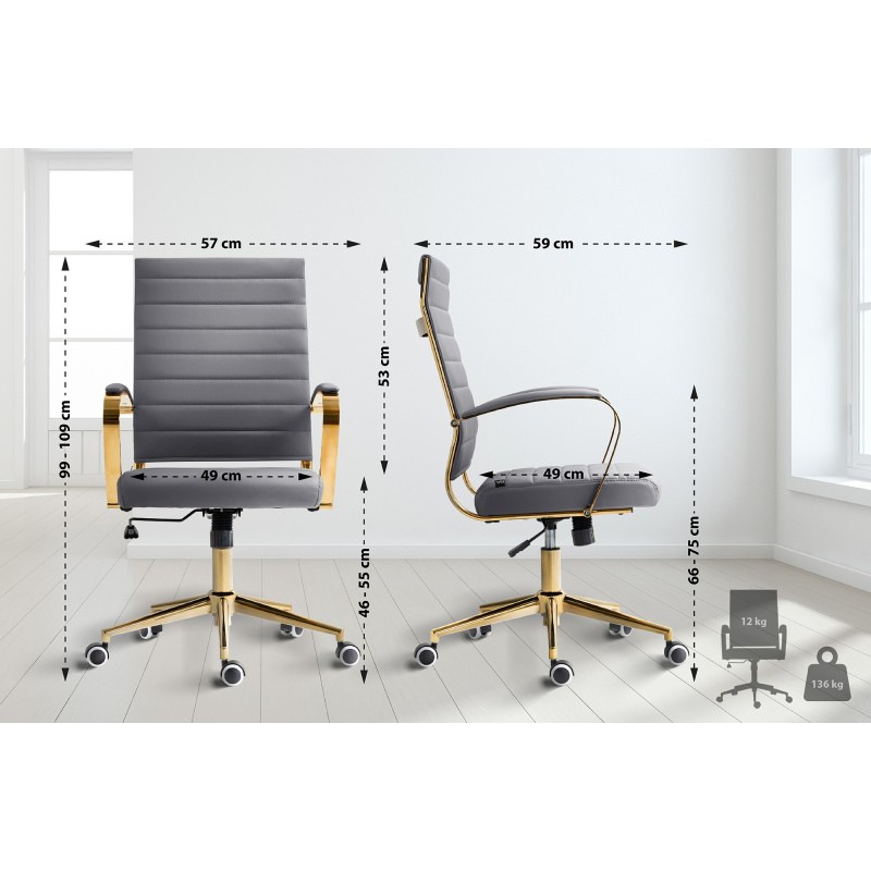 Silla de oficina Havanna, polipiel gris