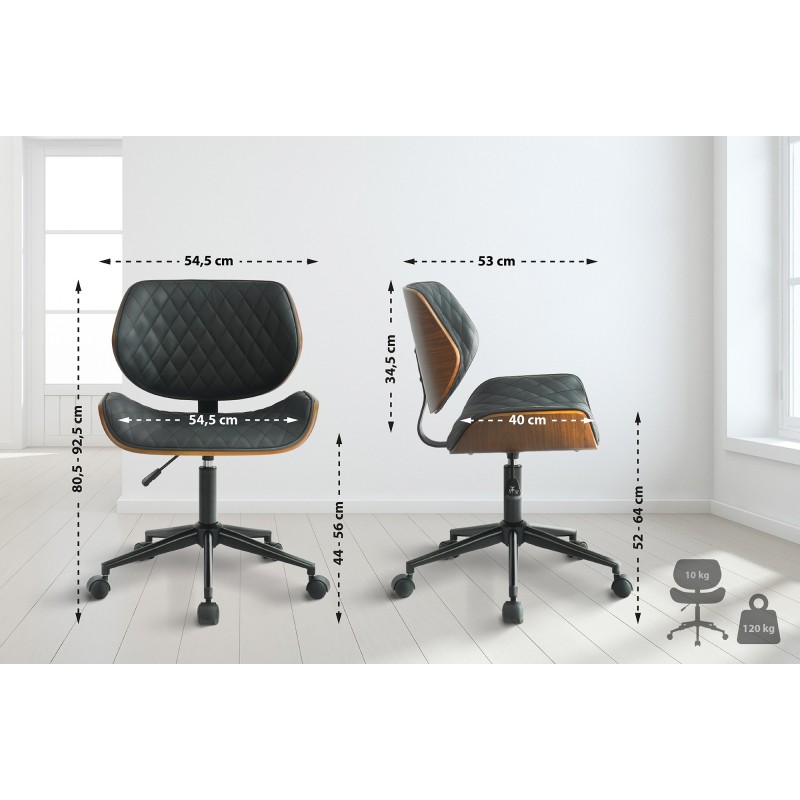 Silla de oficina Harvest, piel sintética, nogal/negro