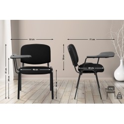 Silla Ken XL con mesa plegable en tela negra