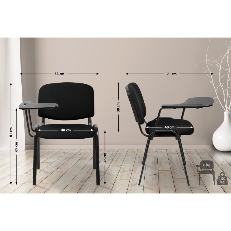 Silla Ken XL con mesa plegable en tela negra