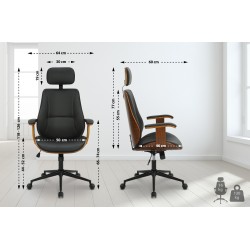 Silla de oficina Lugo, piel sintética, nogal/negro