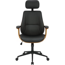 Silla de oficina Lugo, piel sintética, nogal/negro