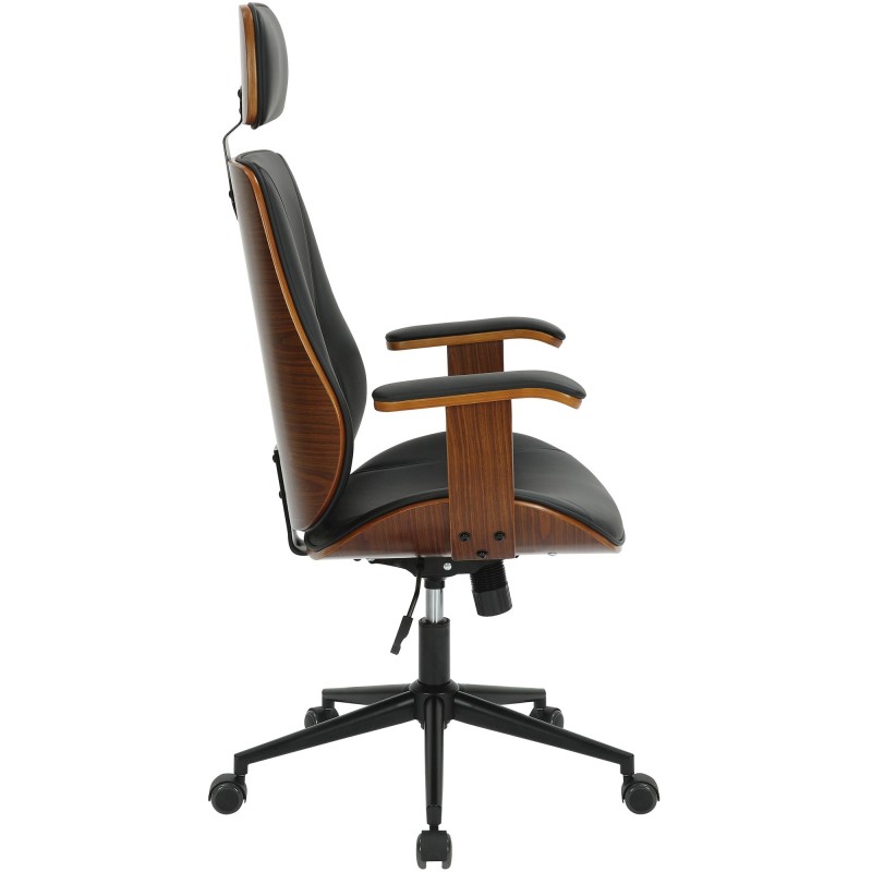 Silla de oficina Lugo, piel sintética, nogal/negro