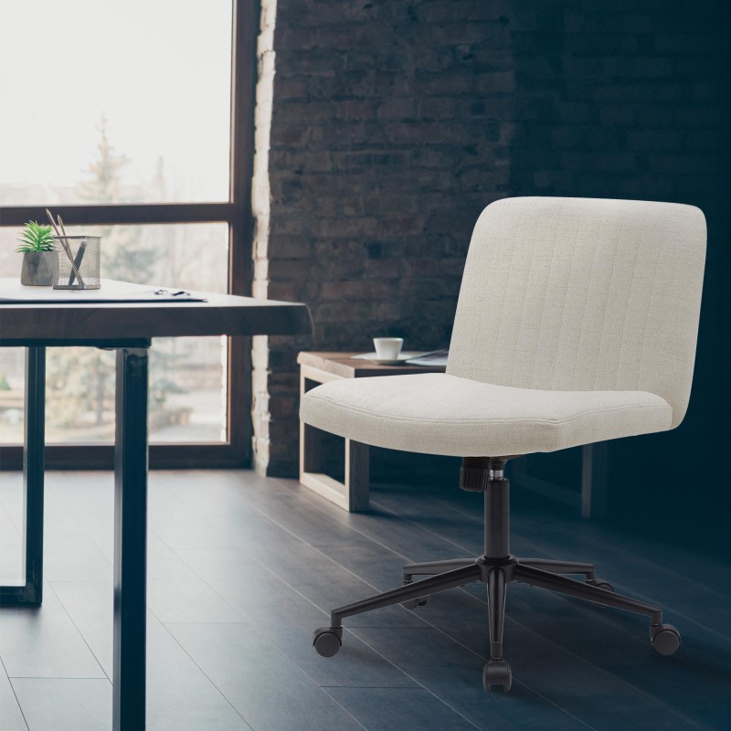 Silla de oficina Kingman de tela color crema