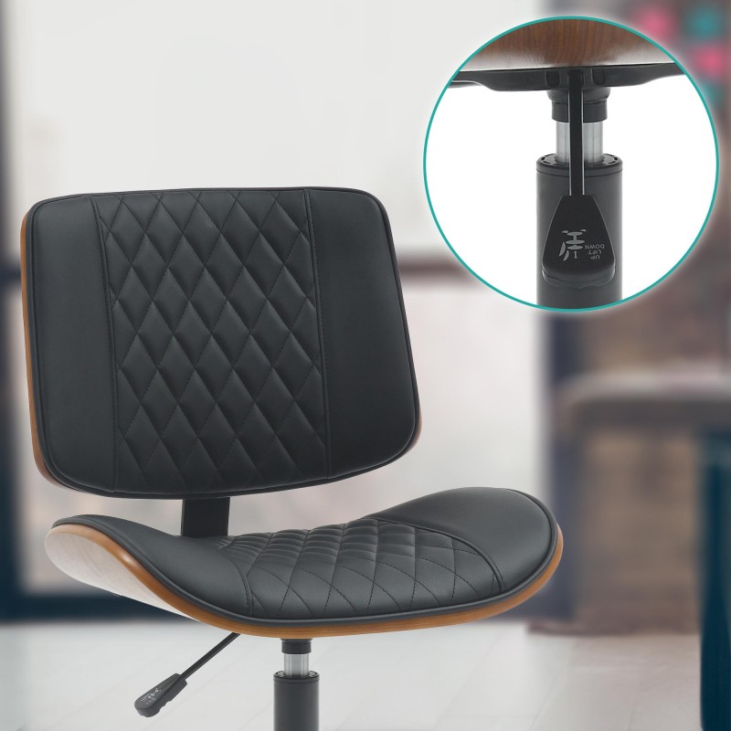 Silla de oficina Plover, piel sintética, nogal/negro