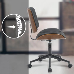 Silla de oficina Plover, piel sintética, nogal/negro