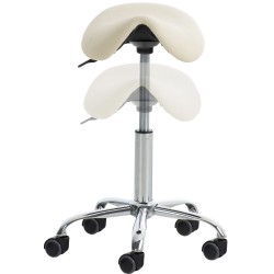 Juego de 2 taburetes de trabajo Reno, piel sintética color crema