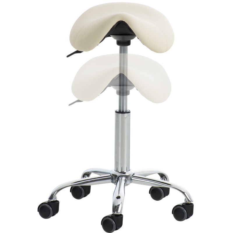 Juego de 2 taburetes de trabajo Reno, piel sintética color crema