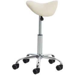 Juego de 2 taburetes de trabajo Reno, piel sintética color crema