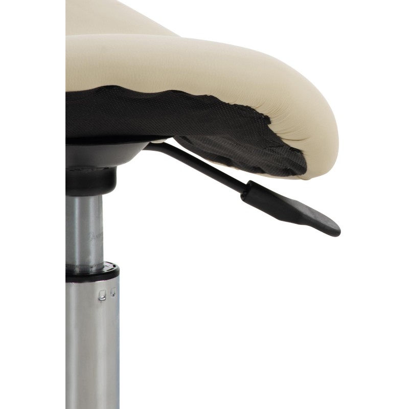 Juego de 2 taburetes de trabajo Reno, piel sintética color crema