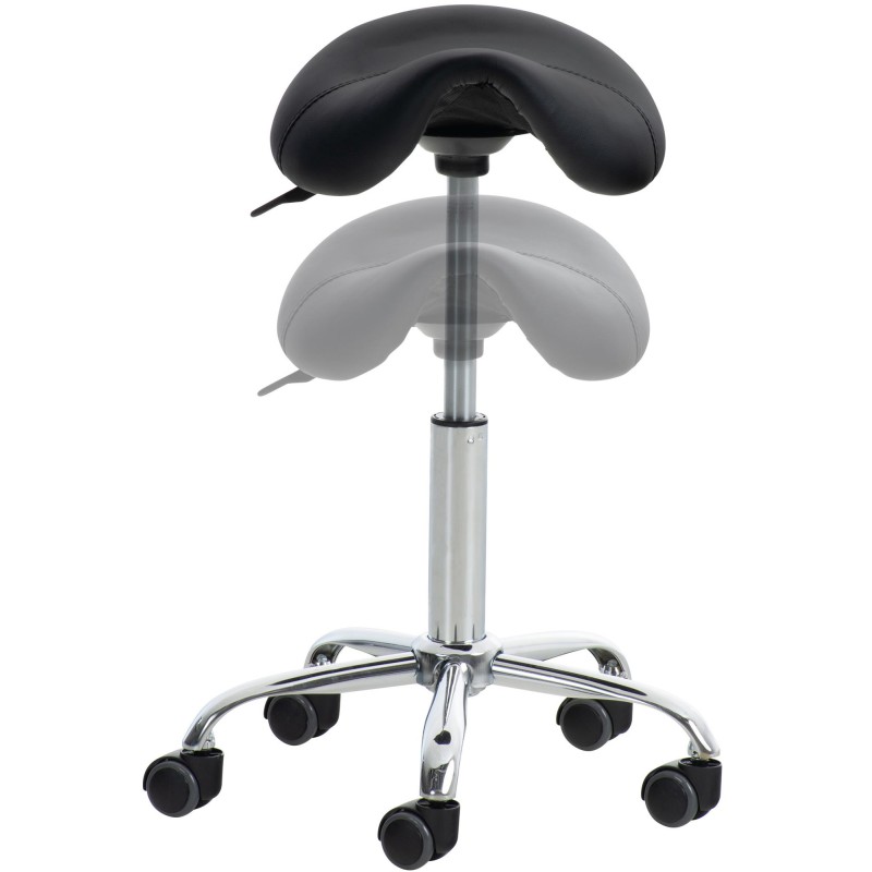 Juego de 2 taburetes de trabajo Reno, piel sintética negra