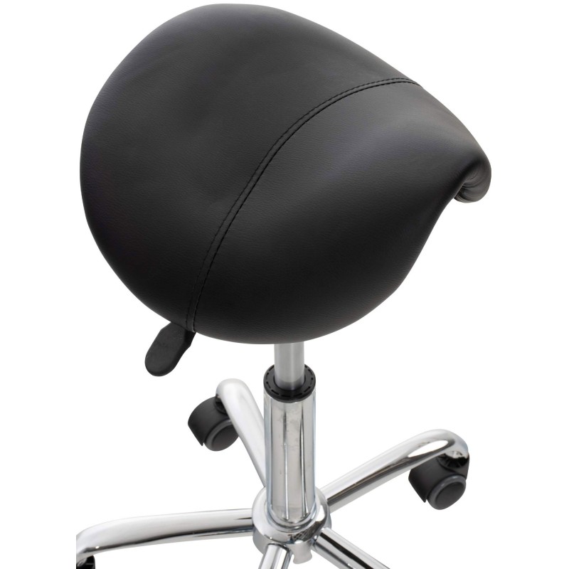 Juego de 2 taburetes de trabajo Reno, piel sintética negra