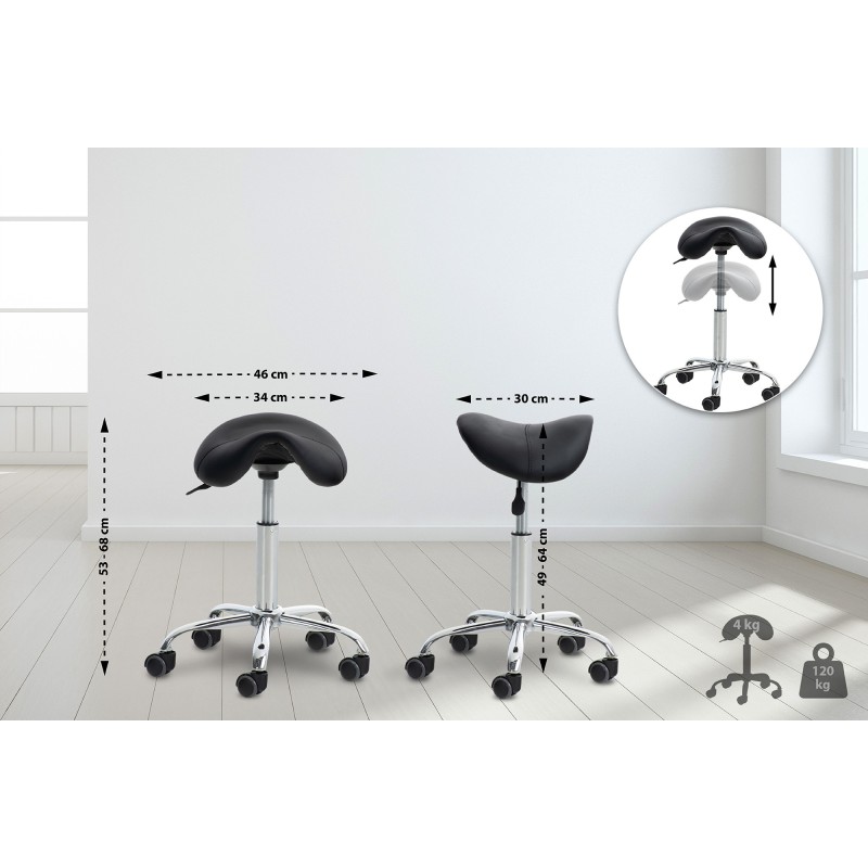 Juego de 2 taburetes de trabajo Reno, piel sintética negra