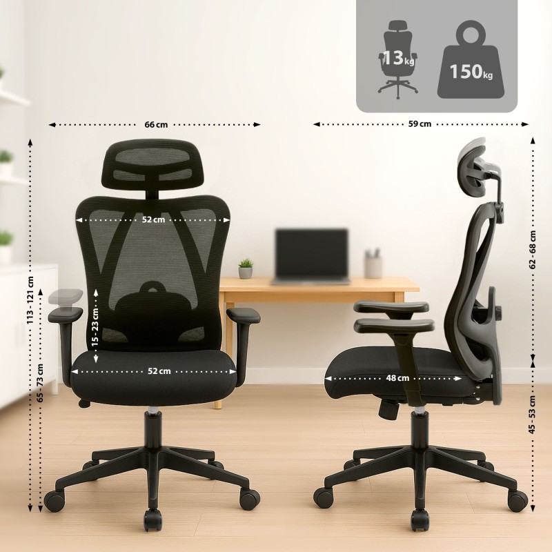 Silla de oficina negra Elisha