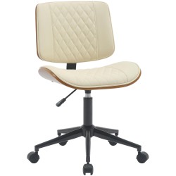 Silla de oficina Plover, piel sintética, nogal/crema