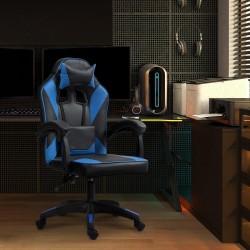 Silla de oficina Orkney, negra/azul, piel sintética