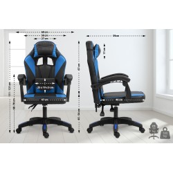 Silla de oficina Orkney, negra/azul, piel sintética