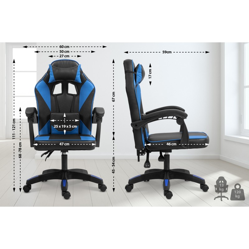 Silla de oficina Orkney, negra/azul, piel sintética