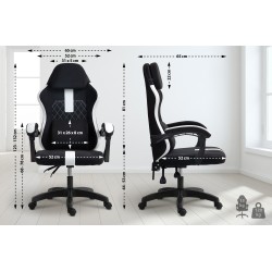 Silla de oficina Miltona en tela negra/blanca