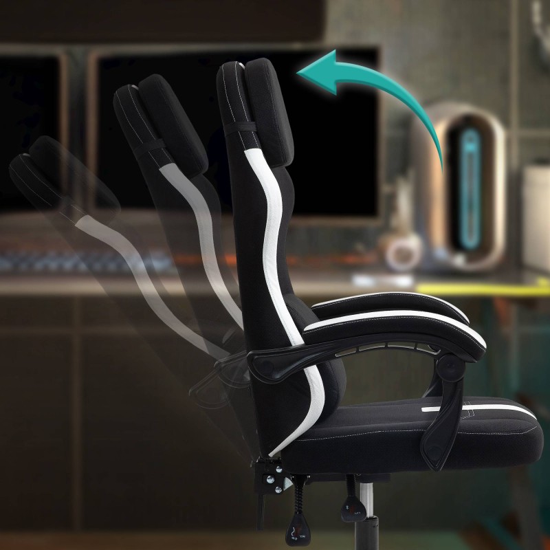 Silla de oficina Miltona en tela negra/blanca