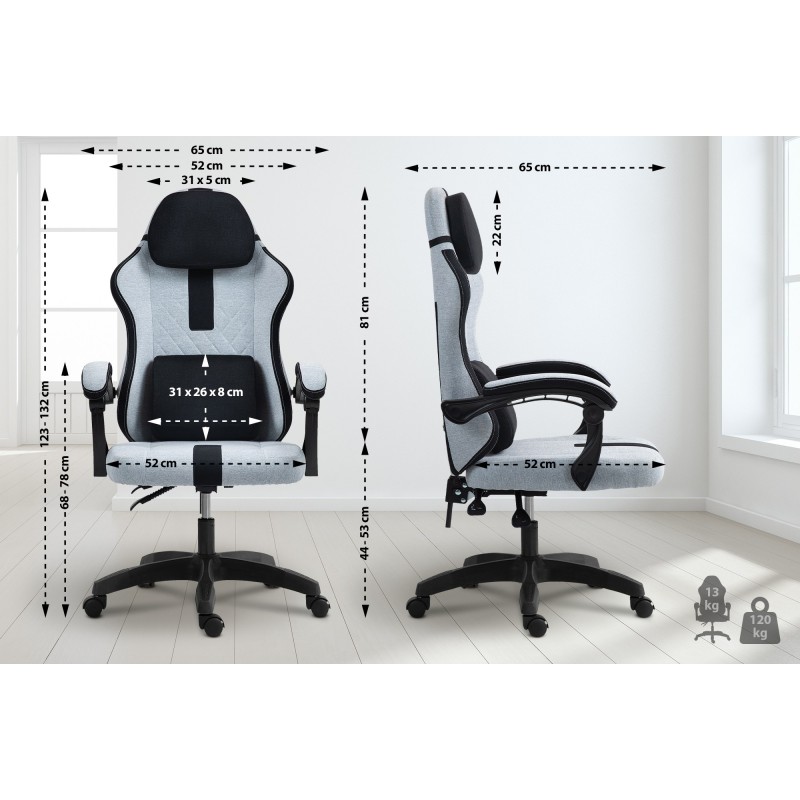 Silla de oficina Miltona en tela gris/negra