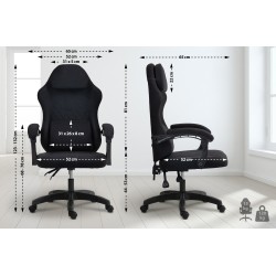 Silla de oficina Miltona en tela negra/negra