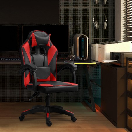 Silla de oficina Orkney, negra/roja, piel sintética