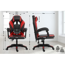 Silla de oficina Orkney, negra/roja, piel sintética