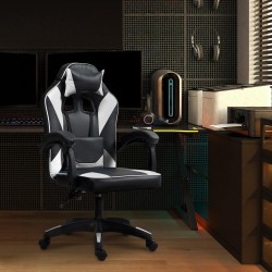 Silla de oficina Orkney, color negro y blanco, piel sintética