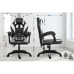 Silla de oficina Orkney, color negro y blanco, piel sintética