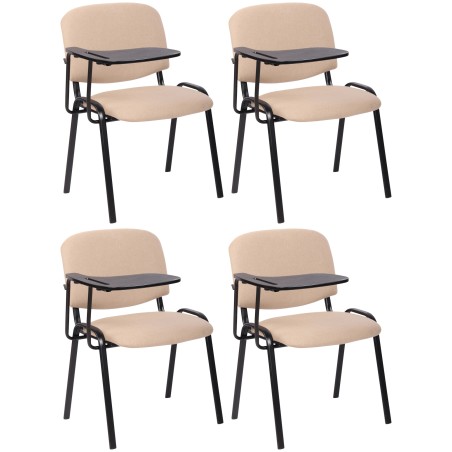 Conjunto de 4 sillas Ken con mesa plegable, tela color crema