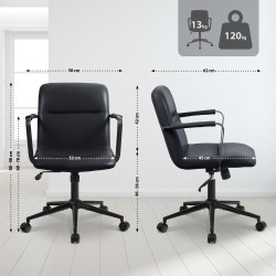 Silla de oficina Hilda, piel auténtica, color negro Silla de oficina Hilda, piel auténtica, color negro