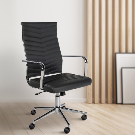 Silla de oficina Canby, polipiel negra