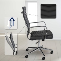 Silla de oficina Canby, polipiel negra