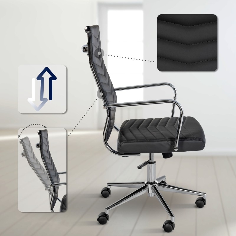 Silla de oficina Canby, polipiel negra