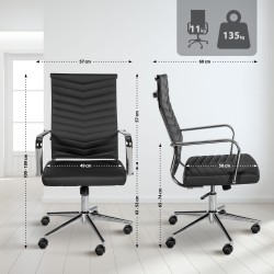 Silla de oficina Canby, polipiel negra