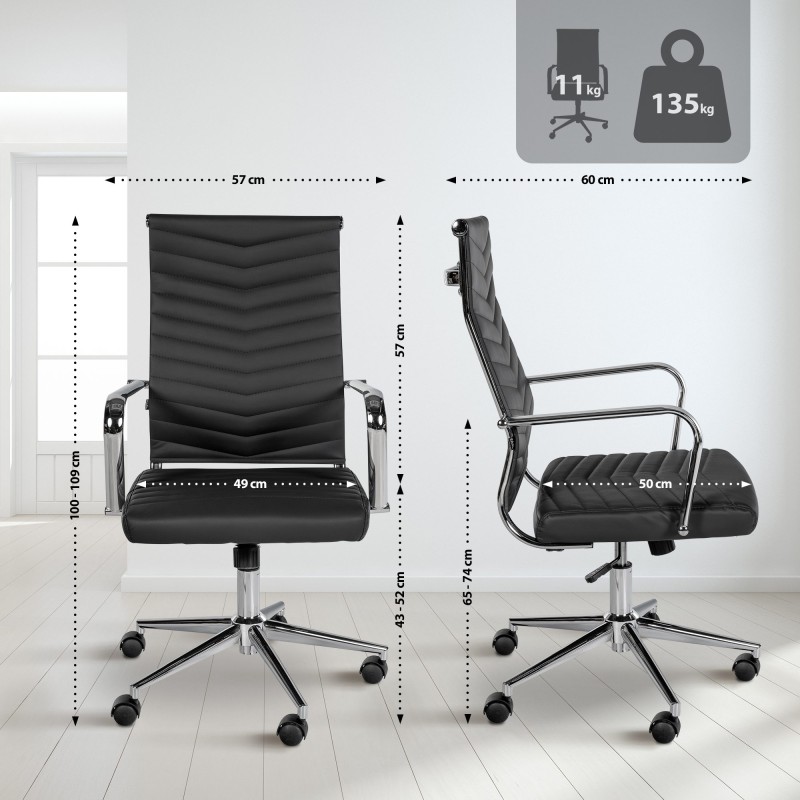 Silla de oficina Canby, polipiel negra