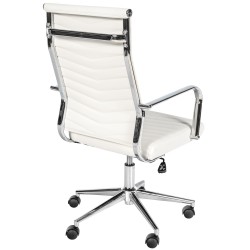 Silla de oficina Canby, polipiel blanca