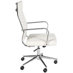 Silla de oficina Canby, polipiel blanca