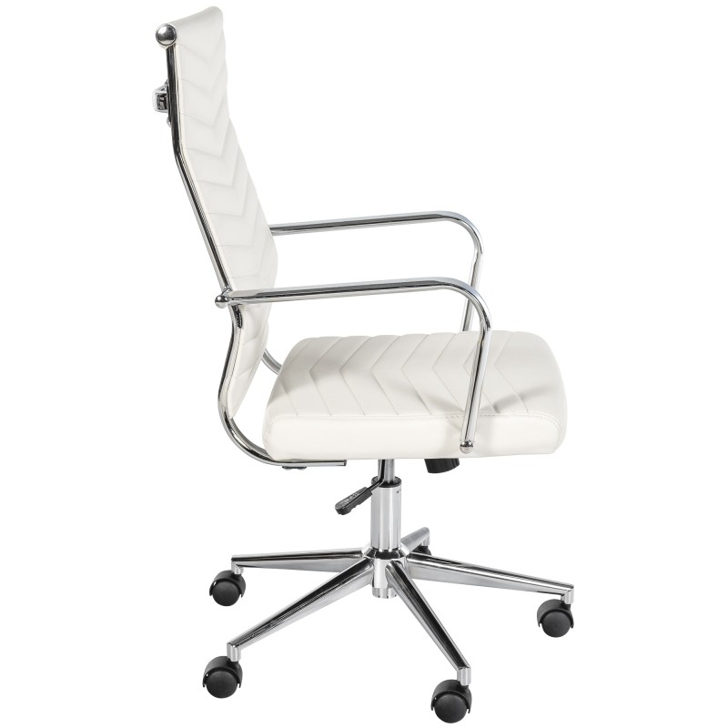 Silla de oficina Canby, polipiel blanca