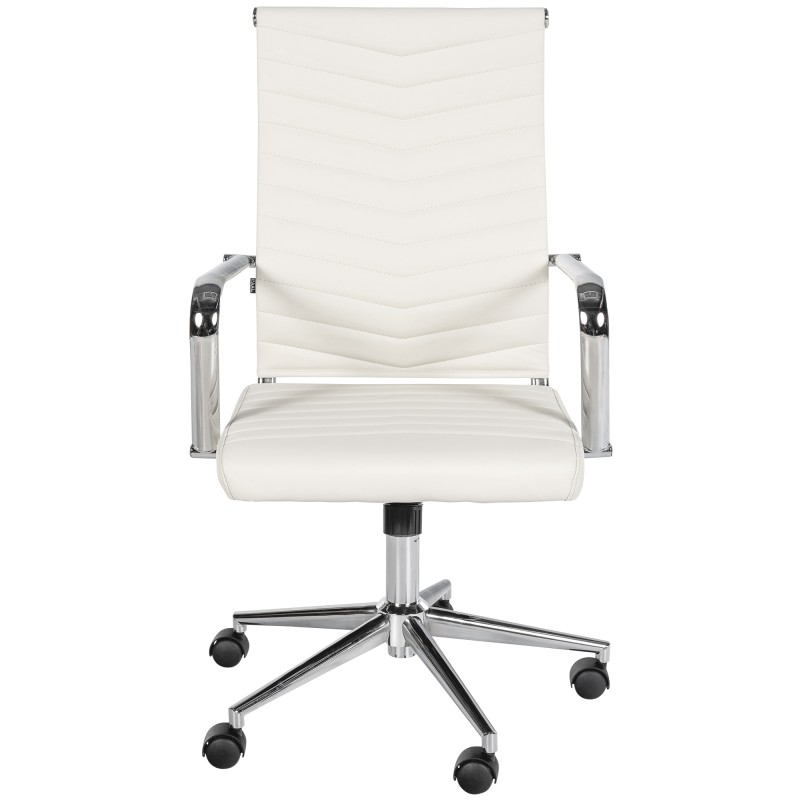 Silla de oficina Canby, polipiel blanca