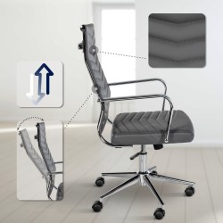 Silla de oficina Canby, polipiel gris