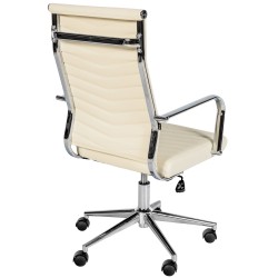 Silla de oficina Canby, polipiel color crema