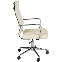 Silla de oficina Canby, polipiel color crema