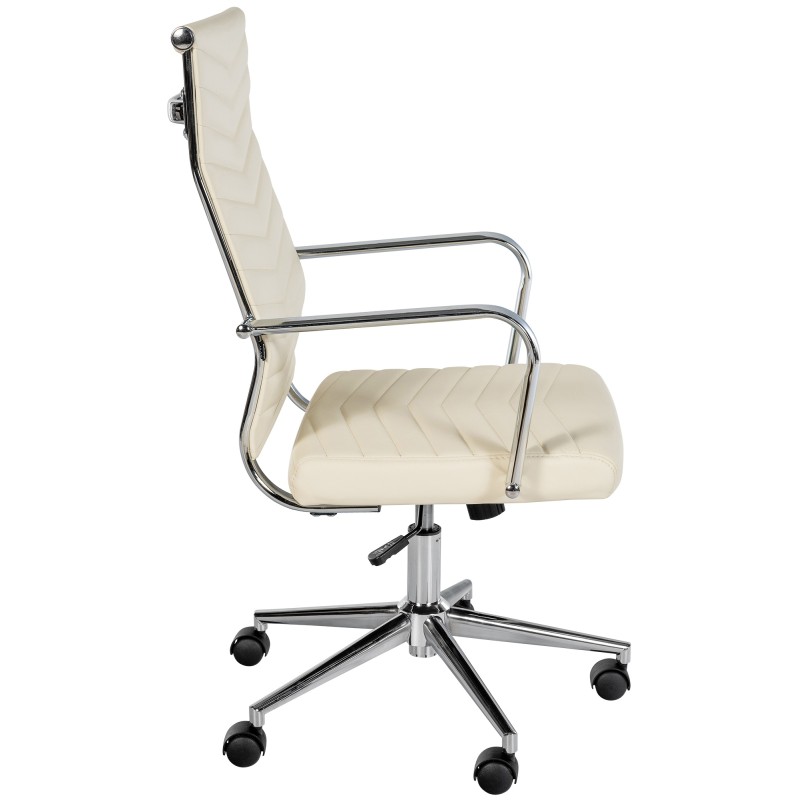 Silla de oficina Canby, polipiel color crema