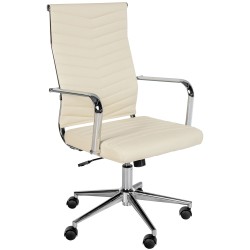 Silla de oficina Canby, polipiel color crema
