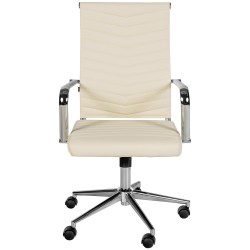 Silla de oficina Canby, polipiel color crema