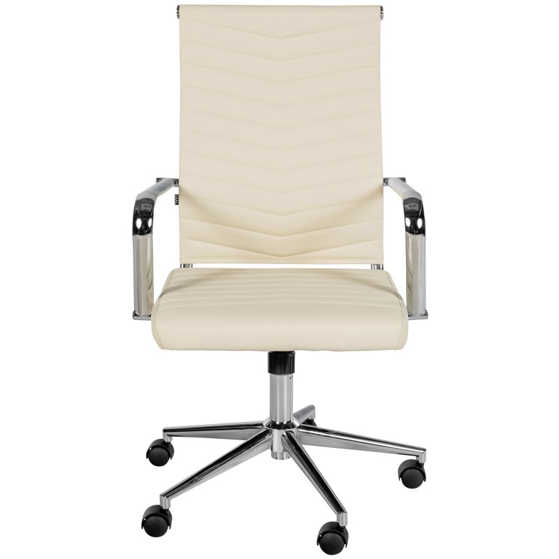 Silla de oficina Canby, polipiel color crema